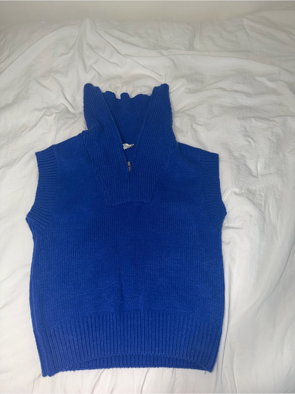 English Factory Royal Blue Sleeveless Mock Neck Sweater Vest